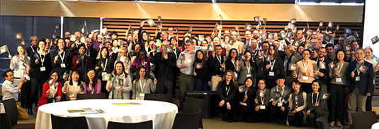 group of people holding flags