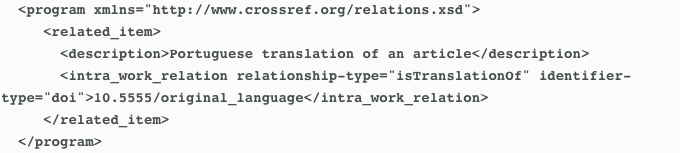 Relationship example xml