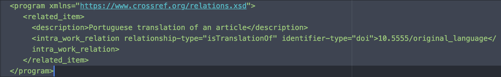 Relation to the original language instance