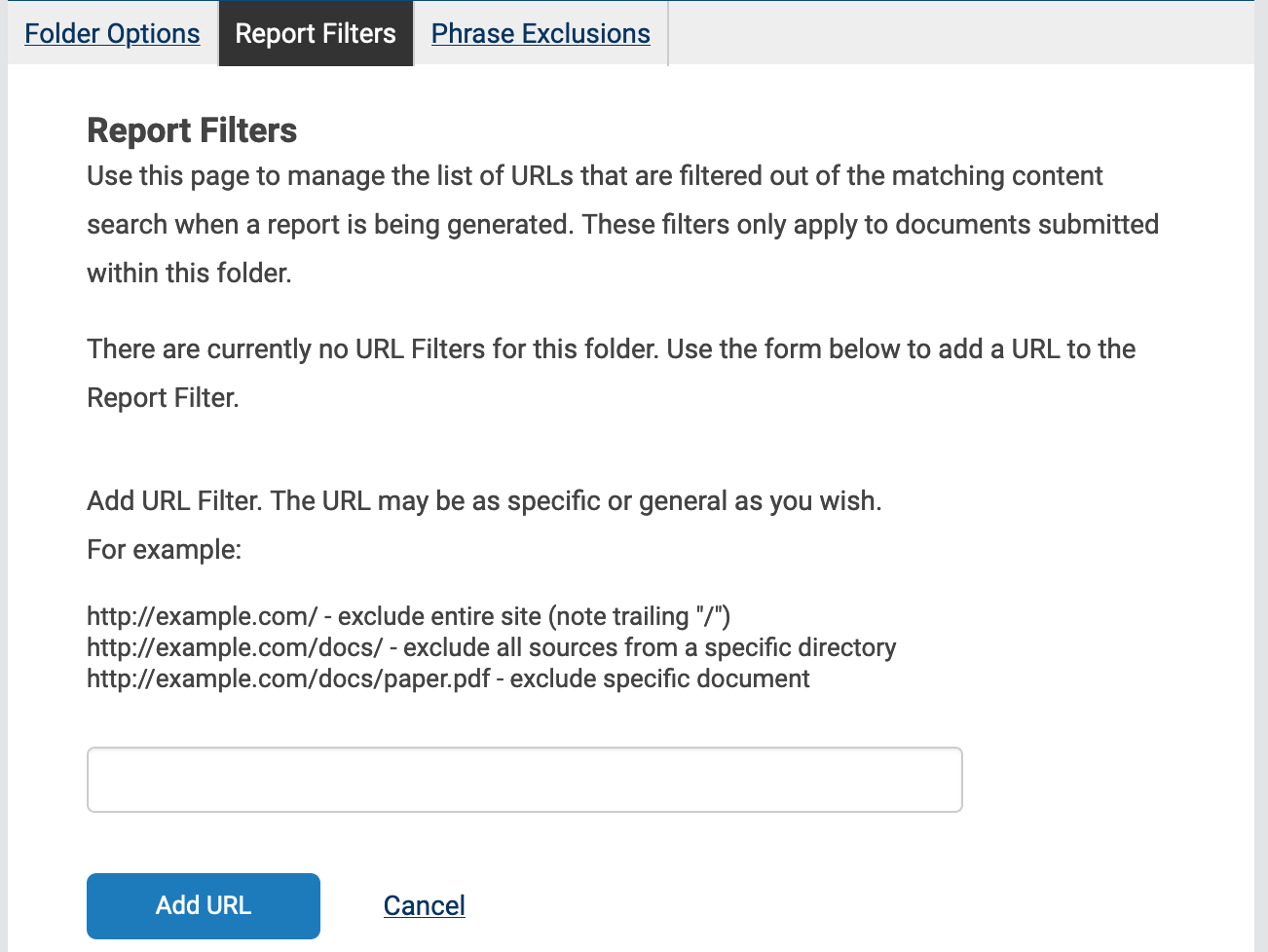 Report filters