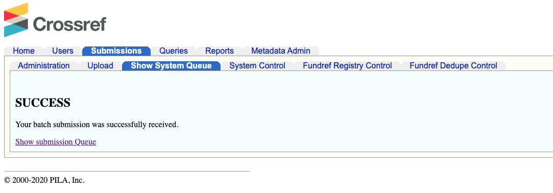 Admin tool success message